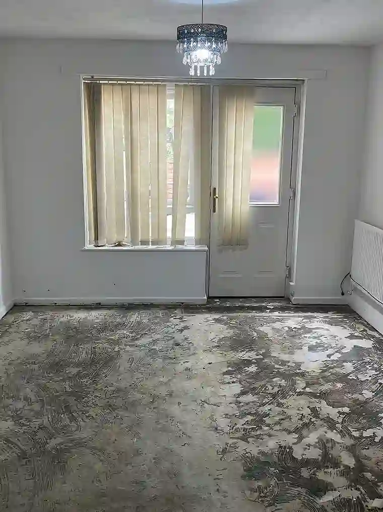 Floor restoration before — bare damaged concrete, by GTH Maintenance Manchester